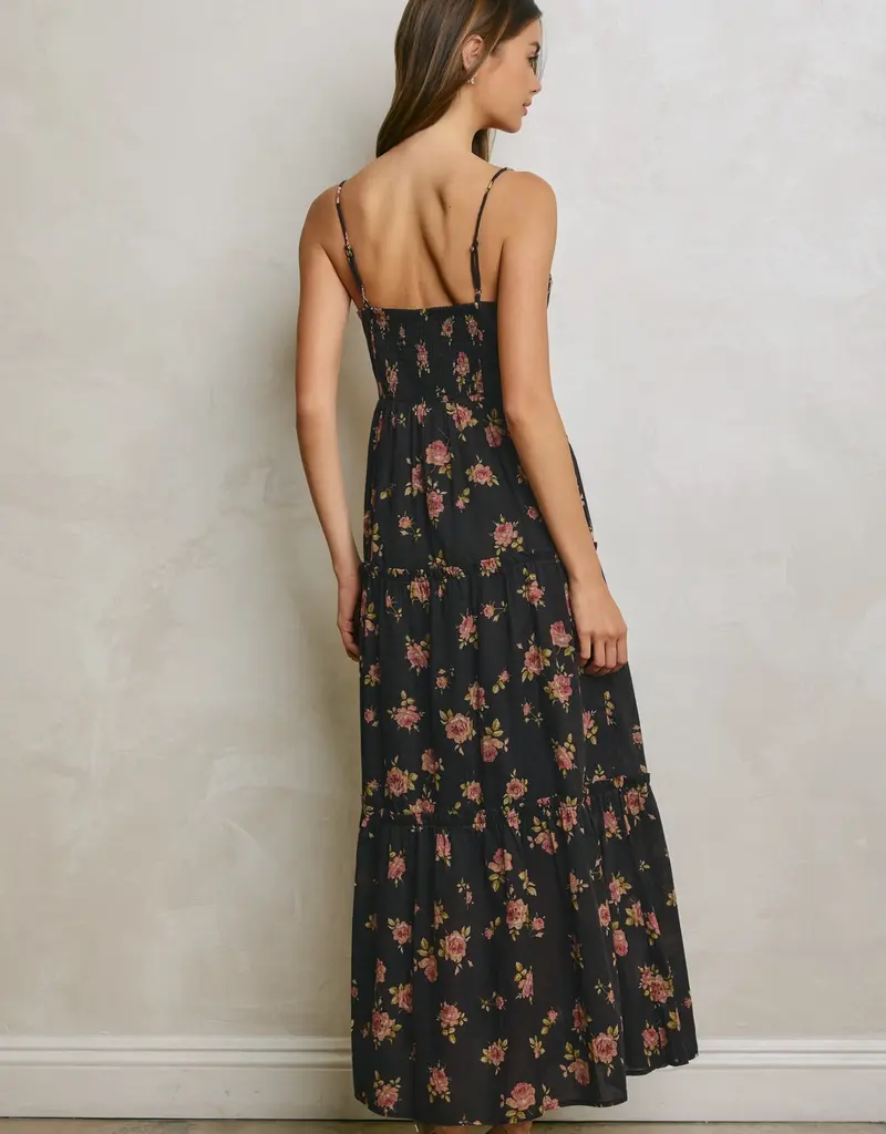 509 Broadway Floral Bodice Detail Maxi Dress