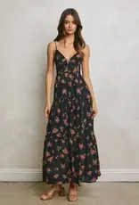 509 Broadway Floral Bodice Detail Maxi Dress