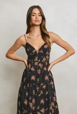 509 Broadway Floral Bodice Detail Maxi Dress