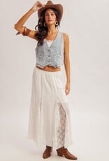 509 Broadway Star Print Denim Vest