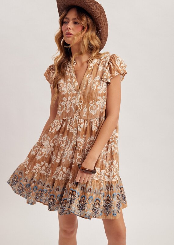509 Broadway Vintage Wallpaper Print Dress