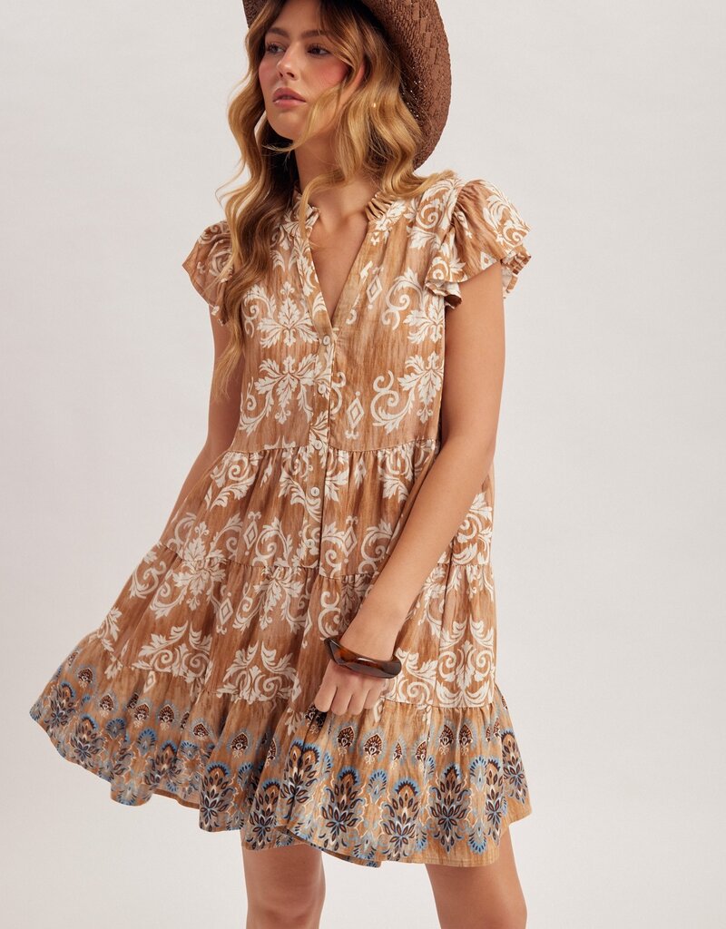 509 Broadway Vintage Wallpaper Print Dress