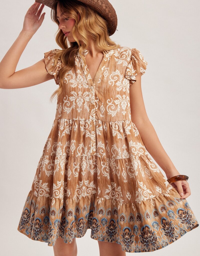509 Broadway Vintage Wallpaper Print Dress