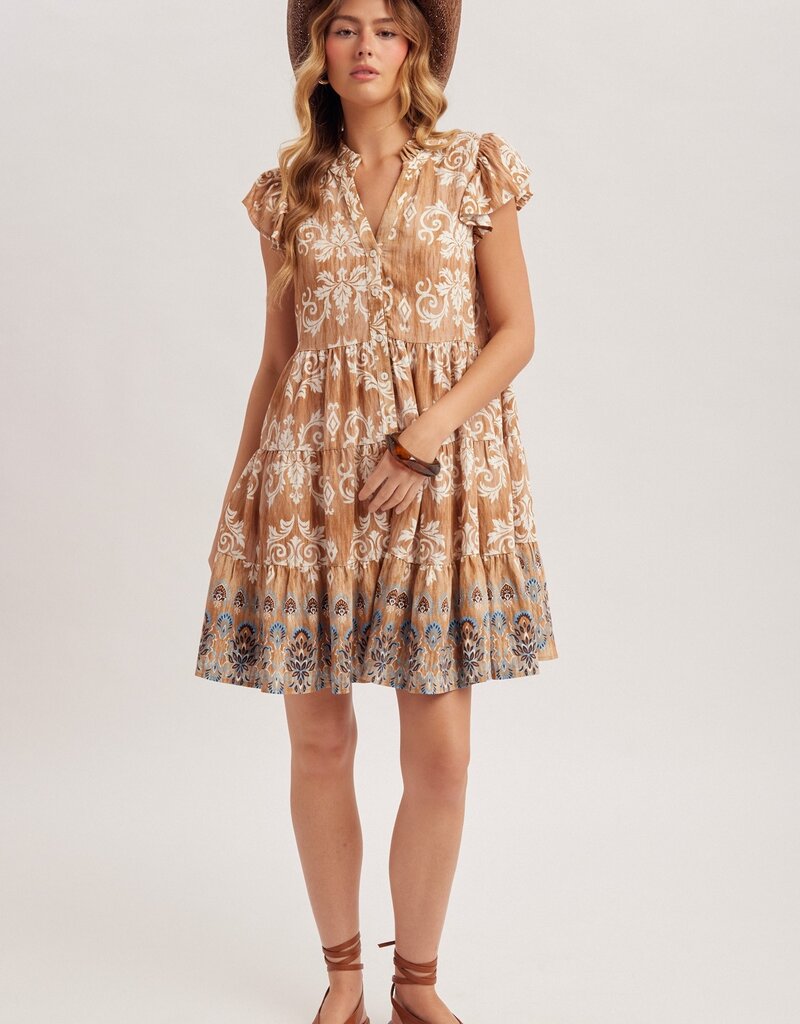 509 Broadway Vintage Wallpaper Print Dress