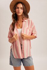 509 Broadway Collared Stripe Button Down Shirt