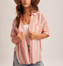 509 Broadway Collared Stripe Button Down Shirt