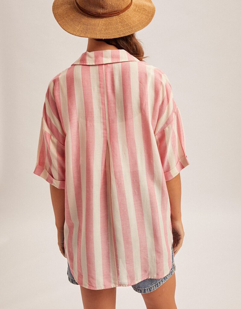 509 Broadway Collared Stripe Button Down Shirt