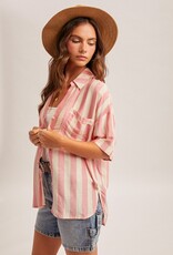 509 Broadway Collared Stripe Button Down Shirt