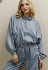 509 Broadway Cropped Elastic Waistband Tencel Bomber
