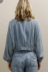 509 Broadway Cropped Elastic Waistband Tencel Bomber