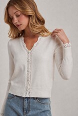 509 Broadway Lace Trim Button Front Cardi