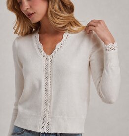 509 Broadway Lace Trim Button Front Cardi