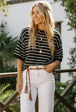 509 Broadway Oversized Lightweight Striped Sweater