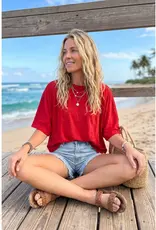 509 Broadway Cotton Slub Raw Edge Oversized Top