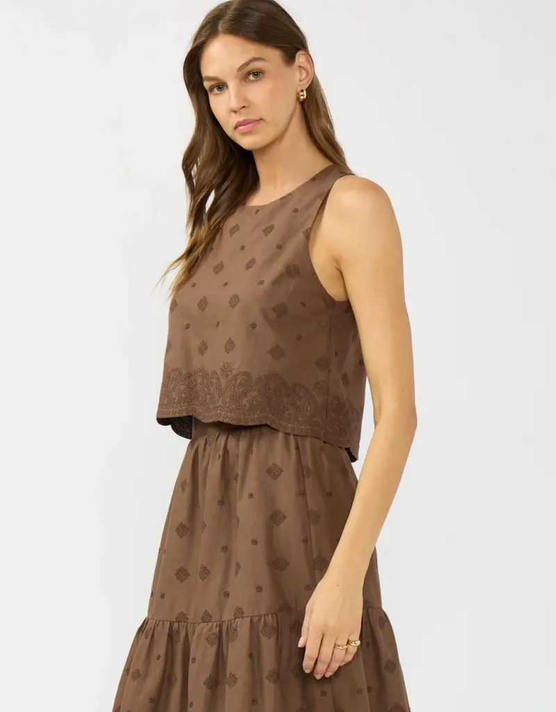 509 Broadway All Over Embroidered Tank