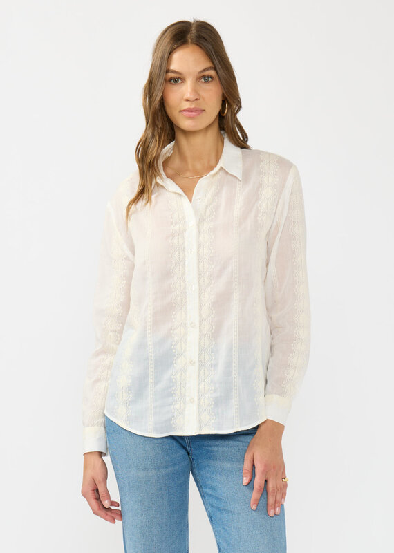 509 Broadway Tribal Embroidered Stripe Shirt
