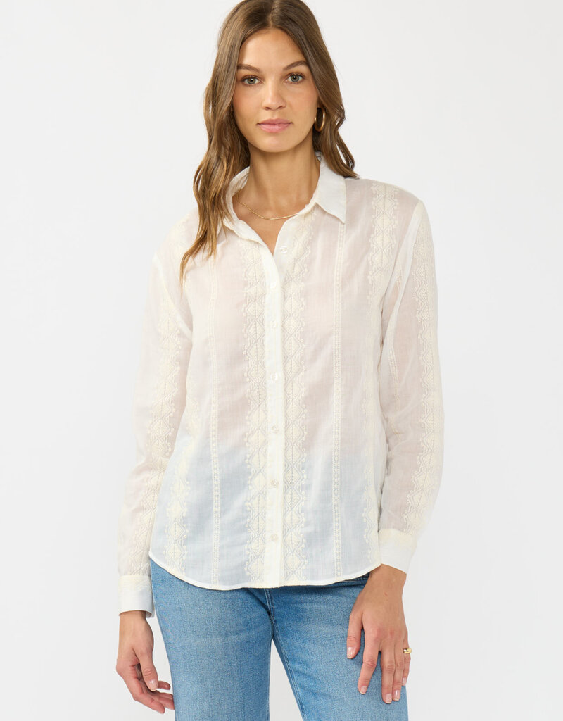 509 Broadway Tribal Embroidered Stripe Shirt