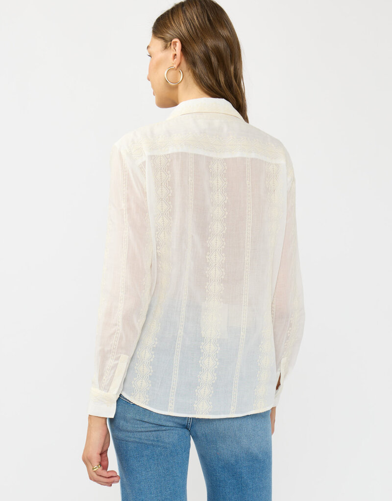 509 Broadway Tribal Embroidered Stripe Shirt