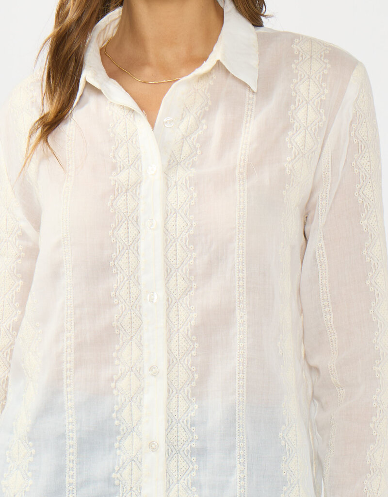 509 Broadway Tribal Embroidered Stripe Shirt