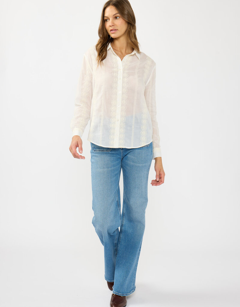 509 Broadway Tribal Embroidered Stripe Shirt