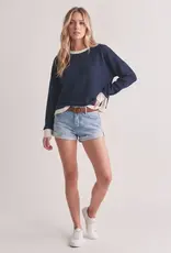 509 Broadway Round Neck Cloudy Knit Top