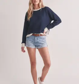 509 Broadway Round Neck Cloudy Knit Top