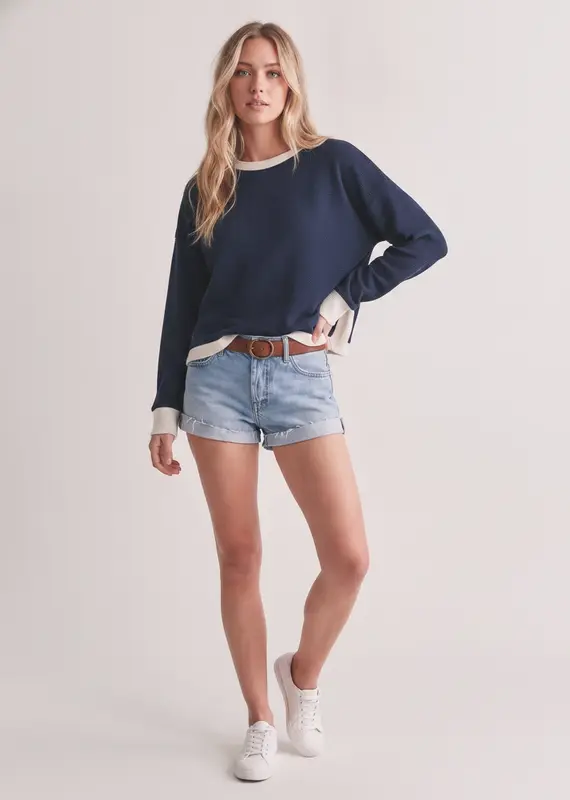 509 Broadway Round Neck Cloudy Knit Top