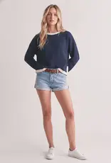 509 Broadway Round Neck Cloudy Knit Top
