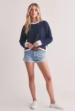 509 Broadway Round Neck Cloudy Knit Top