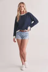 509 Broadway Round Neck Cloudy Knit Top