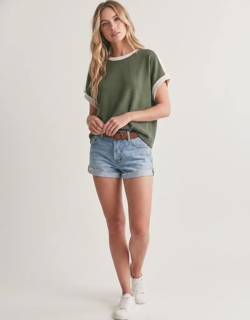 509 Broadway Round Neck Colorblock Tank