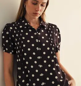 509 Broadway Pintuck Detail Polka Dot Top