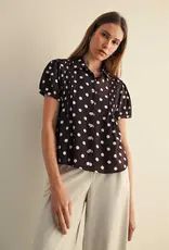509 Broadway Pintuck Detail Polka Dot Top