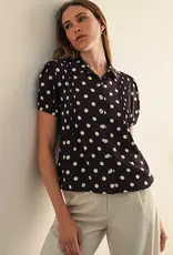 509 Broadway Pintuck Detail Polka Dot Top