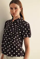 509 Broadway Pintuck Detail Polka Dot Top