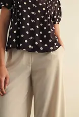509 Broadway Pintuck Detail Polka Dot Top