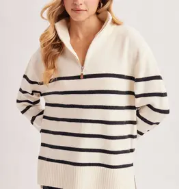 509 Broadway Quarter Zip Up Stripe Pullover