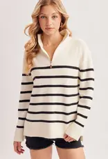 509 Broadway Quarter Zip Up Stripe Pullover