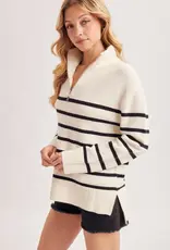 509 Broadway Quarter Zip Up Stripe Pullover