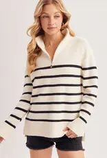 509 Broadway Quarter Zip Up Stripe Pullover