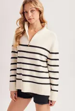 509 Broadway Quarter Zip Up Stripe Pullover