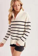 509 Broadway Quarter Zip Up Stripe Pullover