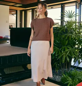 509 Broadway Cable Knit Sweater Vest W/ Satin Midi Dress
