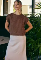 509 Broadway Cable Knit Sweater Vest W/ Satin Midi Dress