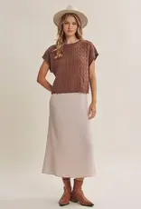 509 Broadway Cable Knit Sweater Vest W/ Satin Midi Dress