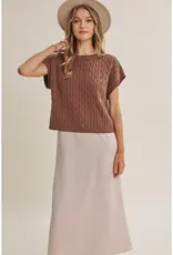 509 Broadway Cable Knit Sweater Vest W/ Satin Midi Dress