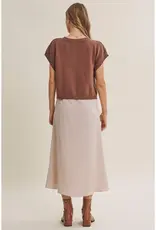 509 Broadway Cable Knit Sweater Vest W/ Satin Midi Dress