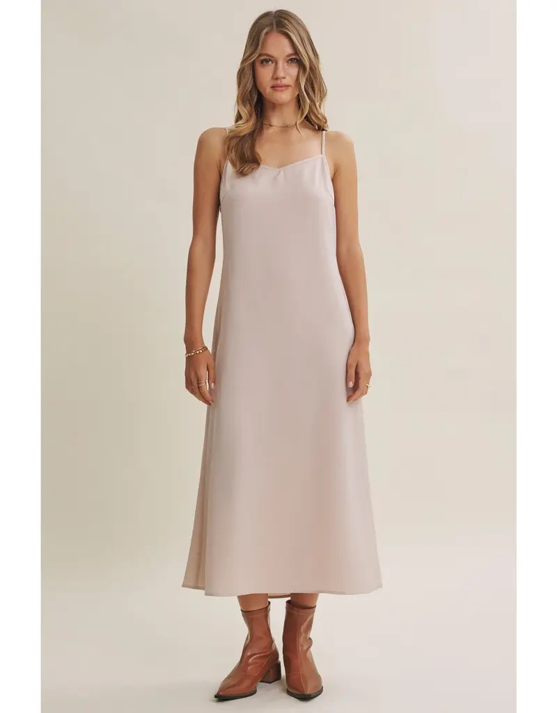 509 Broadway Cable Knit Sweater Vest W/ Satin Midi Dress