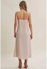 509 Broadway Cable Knit Sweater Vest W/ Satin Midi Dress