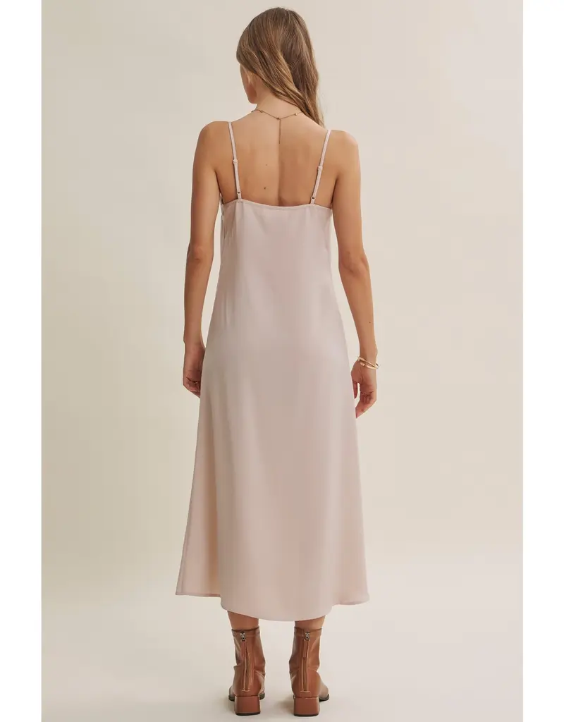 509 Broadway Cable Knit Sweater Vest W/ Satin Midi Dress